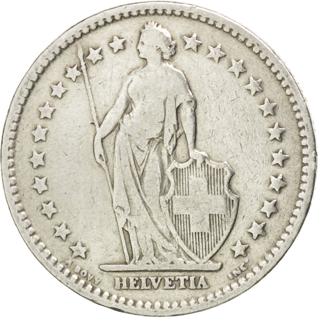 Coin, Switzerland, 2 Francs, 1914, Bern, VF(30-35), Silver, KM:21