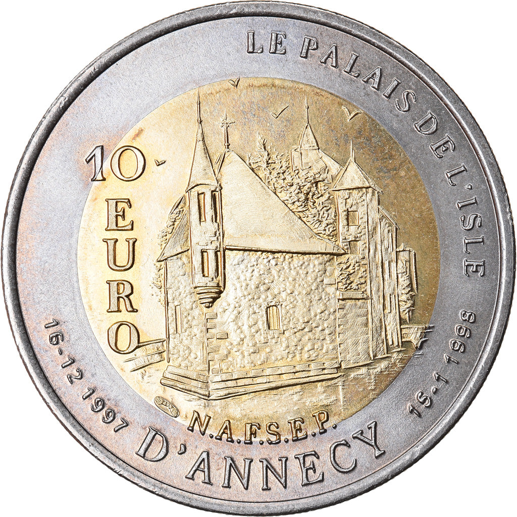 France, 10 Euro, Euro des Villes, 1998, Annecy - Le Palais de l'Isle, SUP