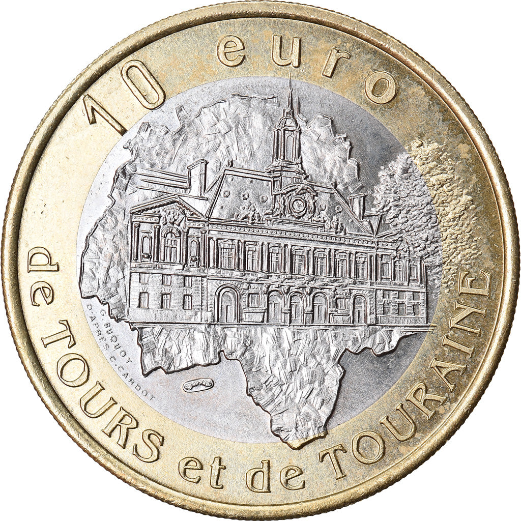 France, 10 Euro, Euro des Villes, 1997, Tours et de Touraine, SUP