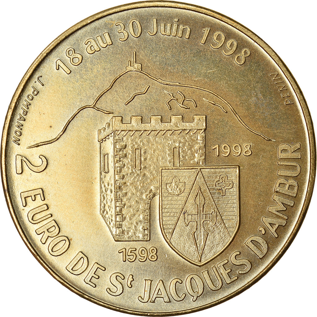 Francia, 2 Euro, Euro des Villes, 1998, Saint Jacques d'Ambor, EBC, Sin