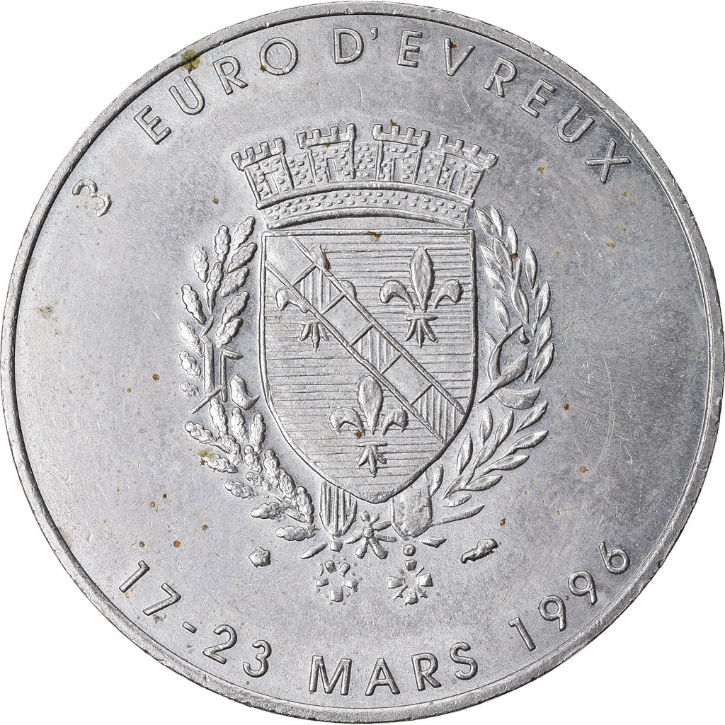 Francia, 3 Euro, Euro des Villes, 1996, Evreux, EBC, Sin información