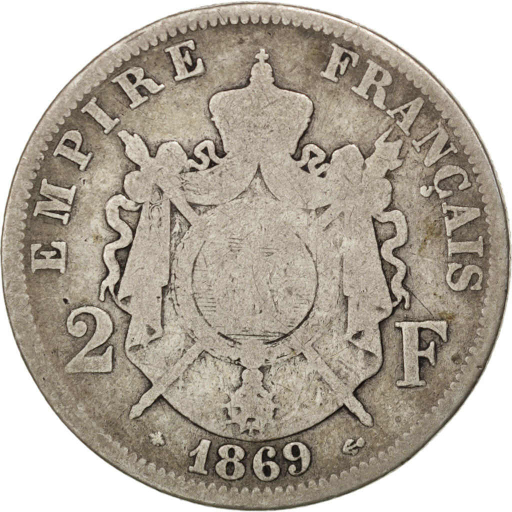Coin, France, Napoleon III, Napoléon III, 2 Francs, 1869, Paris, F(12-15)