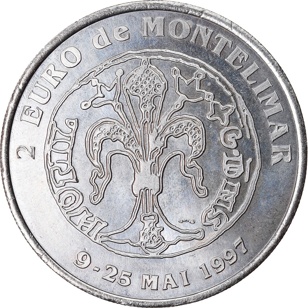 Francia, 2 Euro, Euro des Villes, 1997, Montélimar - Château des Adhémar