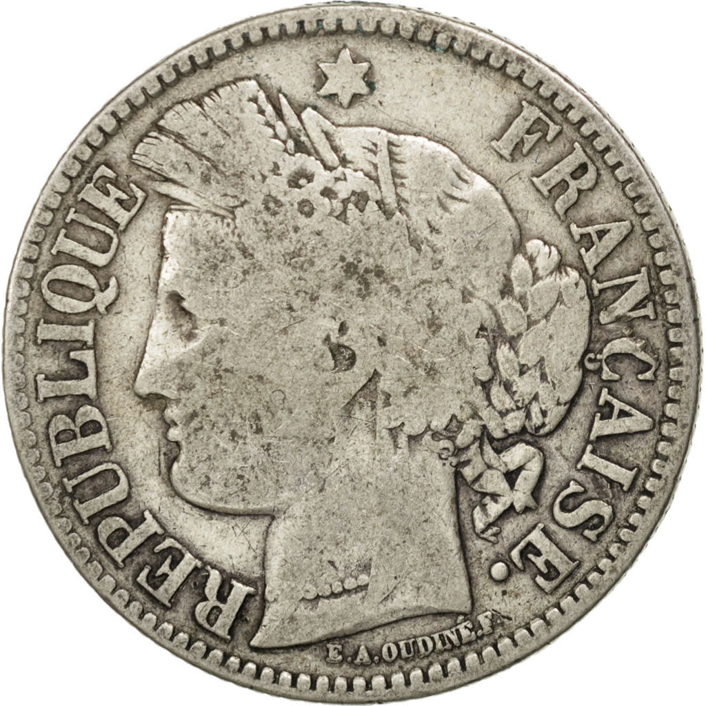 Coin, France, Cérès, 2 Francs, 1871, Bordeaux, VF(20-25), Silver, KM:816.2