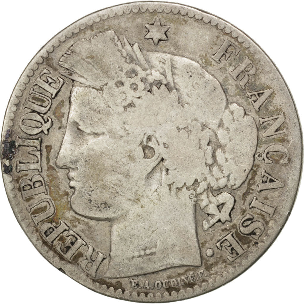 Moneta, Francia, Cérès, 2 Francs, 1871, Paris, MB, Argento, KM:817.1
