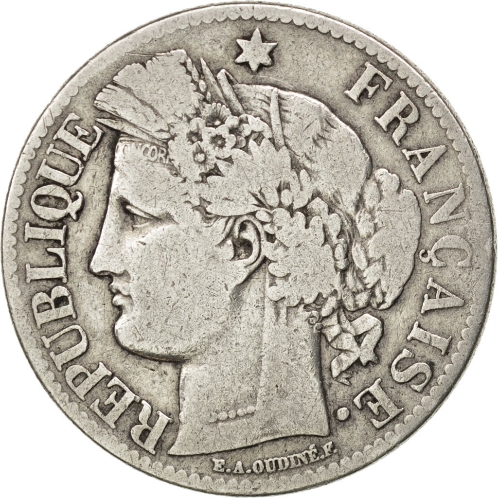 Coin, France, Cérès, 2 Francs, 1871, Paris, VF(30-35), Silver, KM:817.1