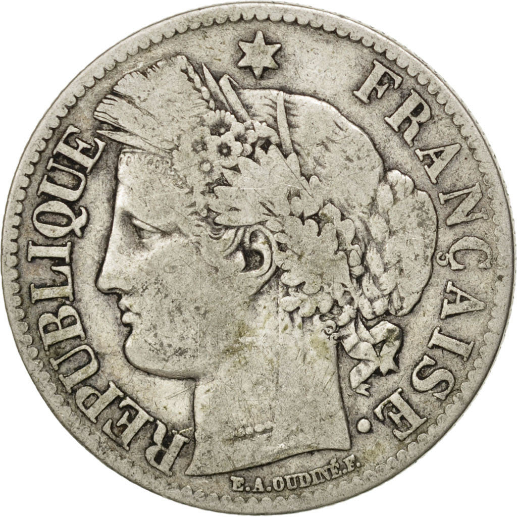 Moneta, Francia, Cérès, 2 Francs, 1872, Paris, B+, Argento, KM:817.1