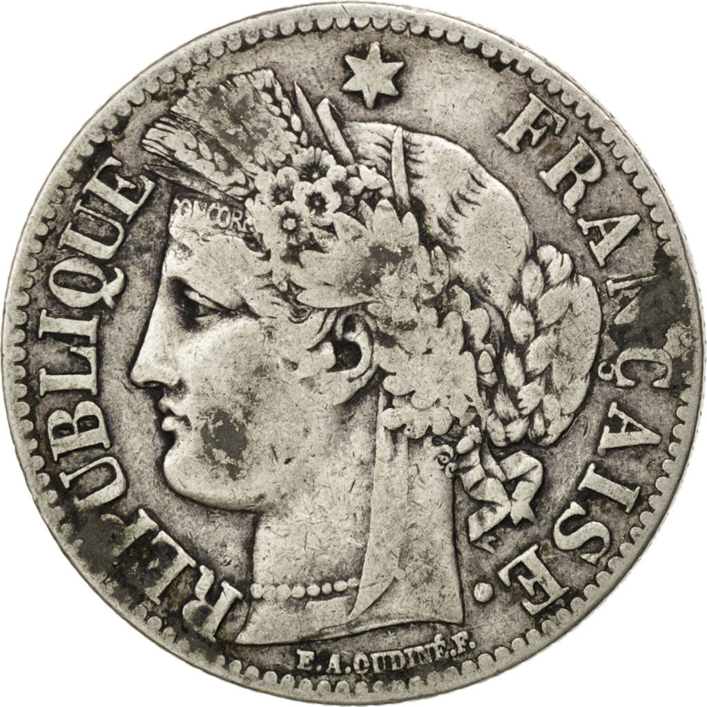 FRANCE, Cérès, 2 Francs, 1881, Paris, KM #817.1, VF(30-35), Silver, 27, Gadoury 