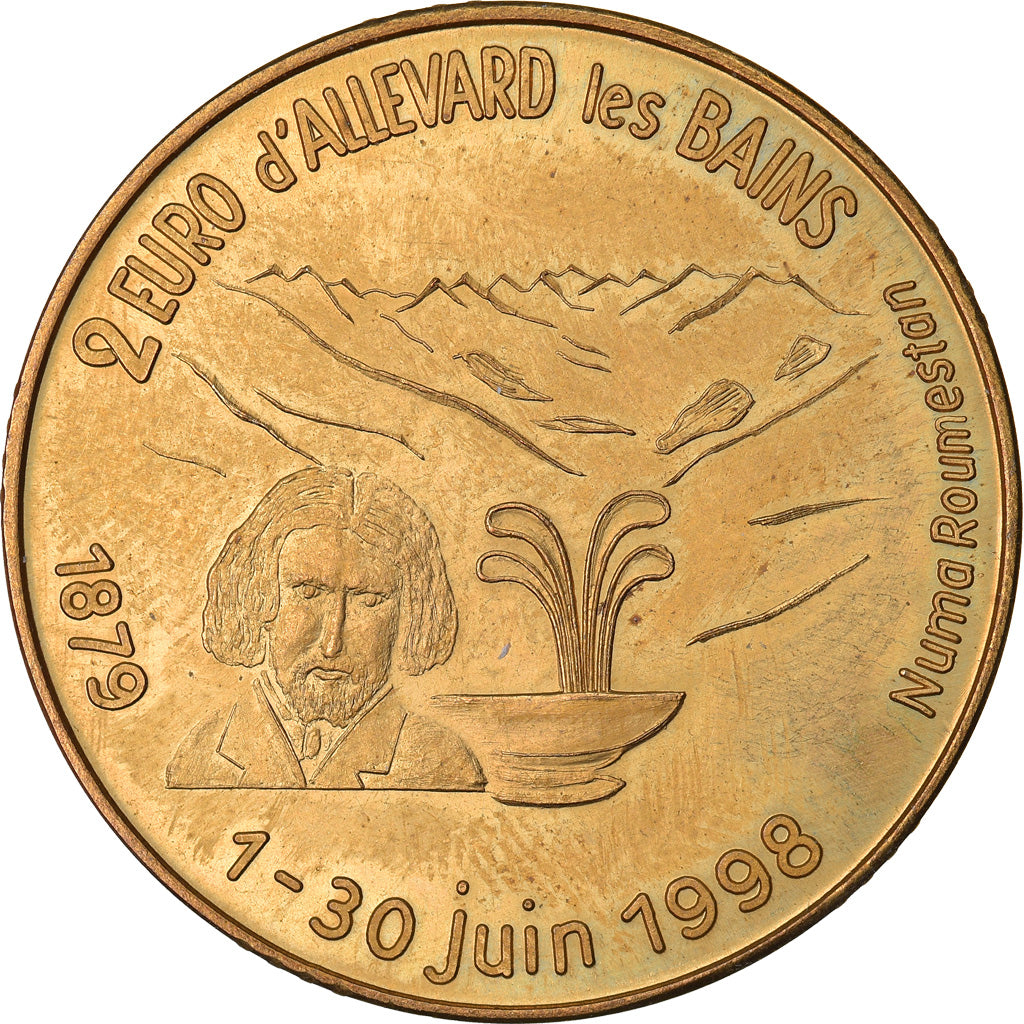 France, 2 Euro, Euros des villes, 1998, Allevard les Bains - Alphonse Daudet