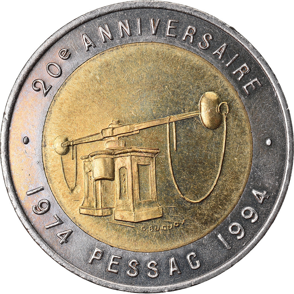 Francja, Ecu, Euro des Villes, 1994, Pessac, AU(55-58), Bimetaliczny