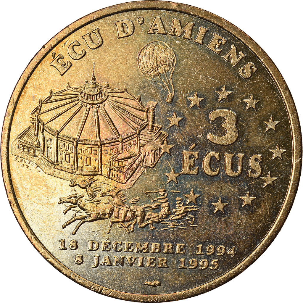 France, 3 Ecu, Euro des Villes, 1995, Amiens, AU(55-58)