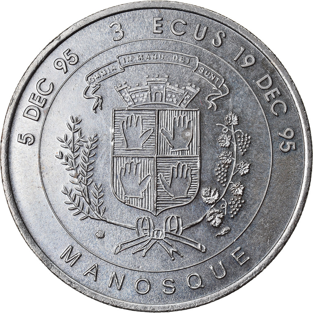 Frankrijk, 3 Ecu, Euro des Villes, 1995, Manosque, PR, n.v.t.