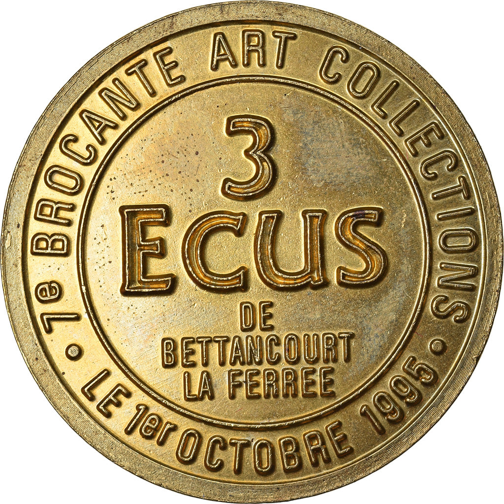 França, 3 Ecu, Euro des Villes, 1995, Bettancourt la Ferrée, AU(55-58), N/D