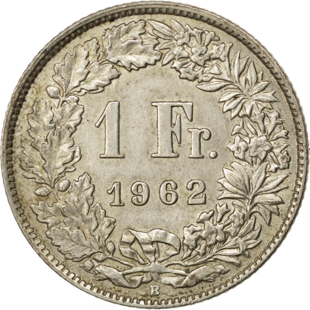 SWITZERLAND, Franc, 1962, Bern, KM #24, AU(50-53), Silver, 23.2, 4.97