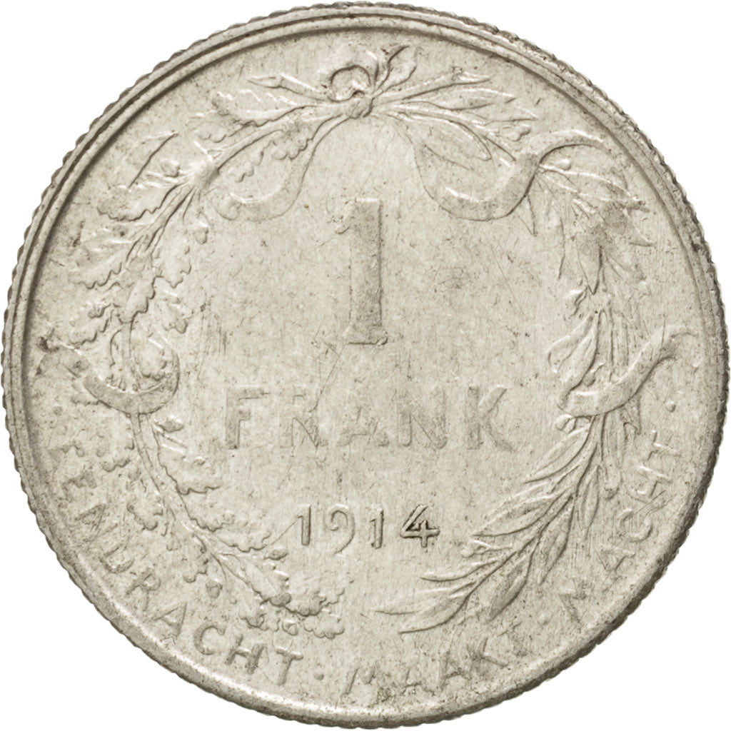 BELGIUM, Franc, 1914, KM #73.1, EF(40-45), Silver, 23, 4.99