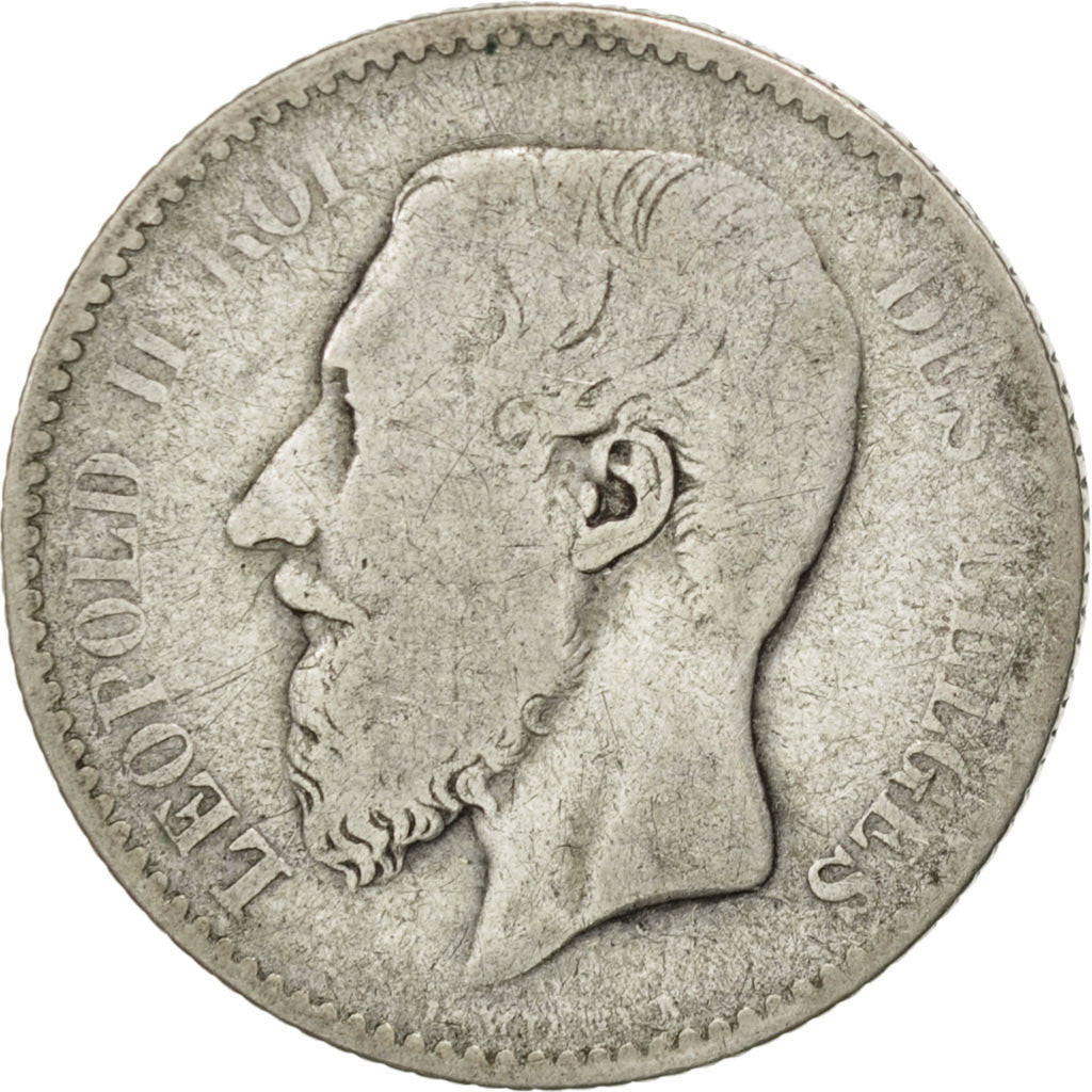 Coin, Belgium, Leopold II, Franc, 1886, VG(8-10), Silver, KM:28.1