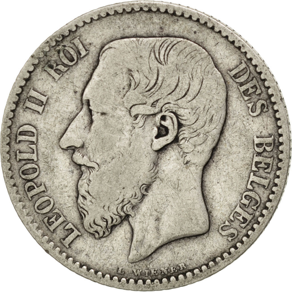 BELGIUM, Franc, 1886, KM #28.1, VF(20-25), Silver, 4.83