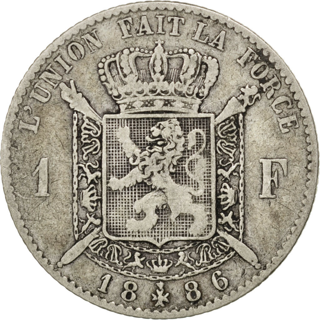 Coin, Belgium, Leopold II, Franc, 1886, VF(20-25), Silver, KM:28.1