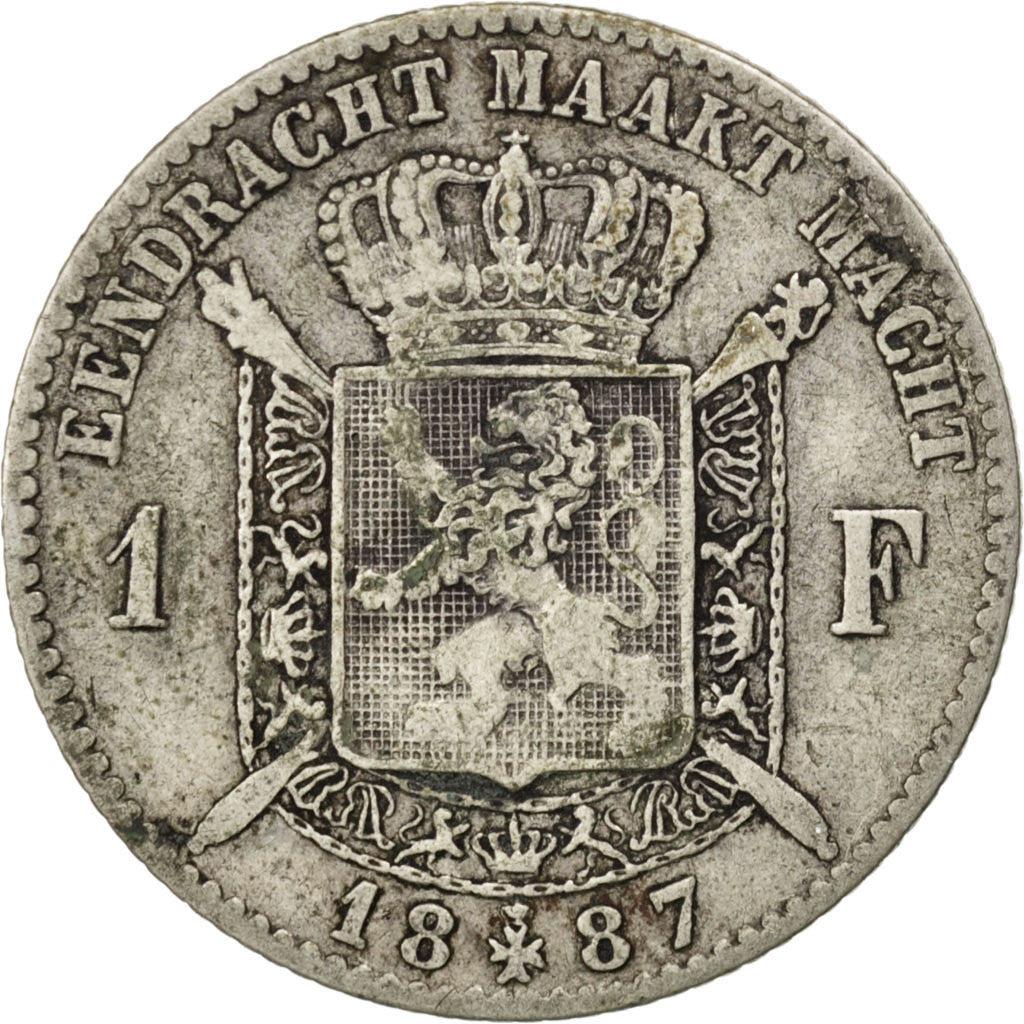 Coin, Belgium, Leopold II, Franc, 1887, VF(20-25), Silver, KM:29.1