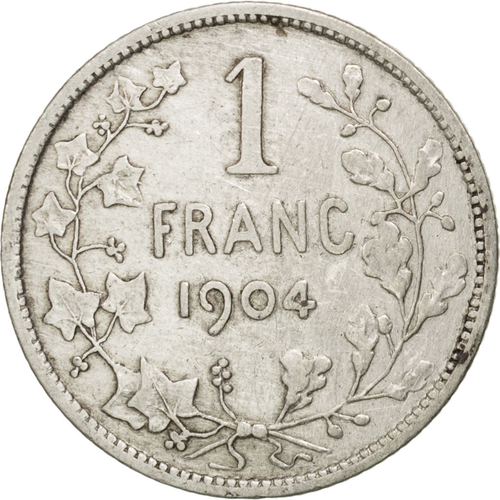 BELGIUM, Franc, 1904, KM #56.1, VF(20-25), Silver, 23, 4.92