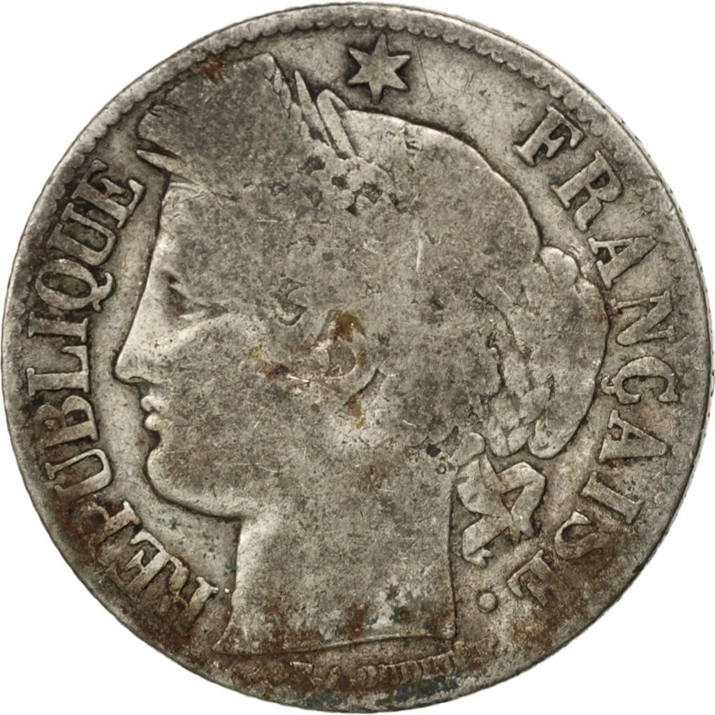 FRANCE, Cérès, Franc, 1871, Paris, KM #822.1, F(12-15), Silver, 23, Gadoury #465