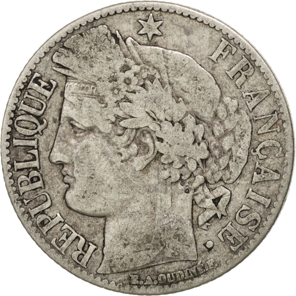 Moneda, Francia, Cérès, Franc, 1872, Paris, BC, Plata, KM:822.1, Gadoury:465a