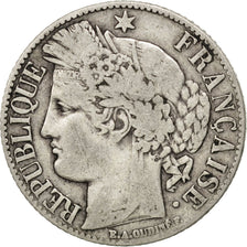 FRANCE, Cérès, Franc, 1888, Paris, KM #822.1, VF(20-25), Silver, 23, Gadoury #..