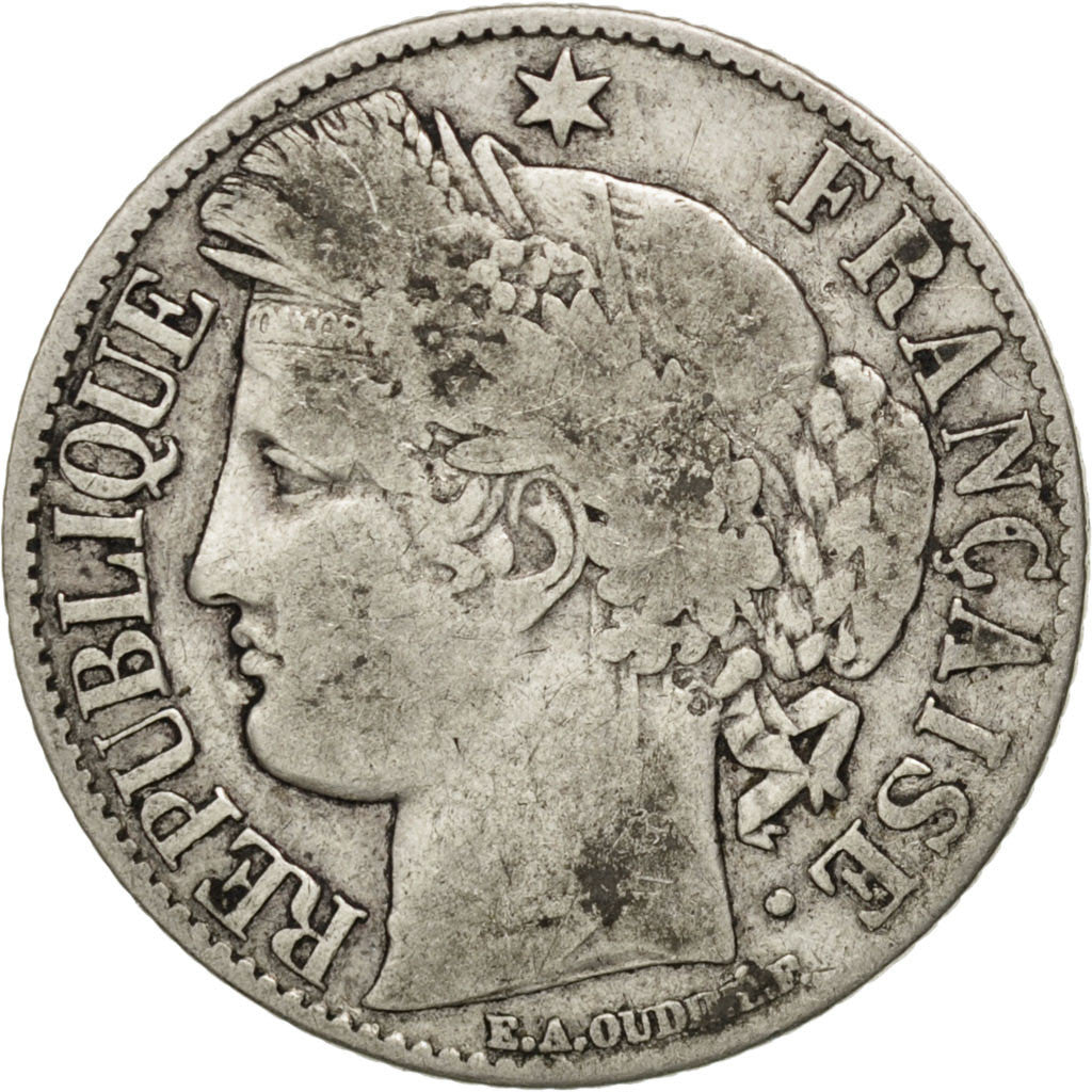 FRANCE, Cérès, Franc, 1895, Paris, KM #822.1, VF(20-25), Silver, 23, Gadoury #..