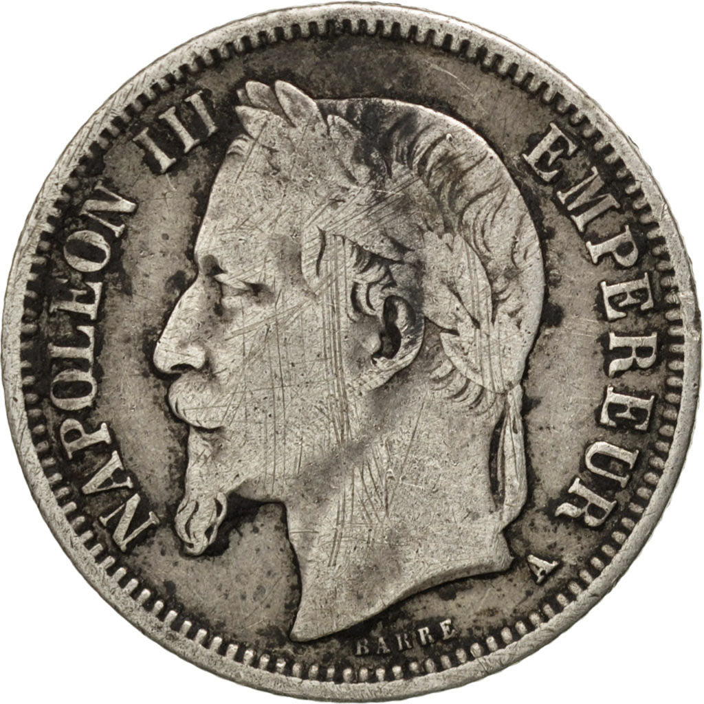 FRANCE, Napoléon III, Franc, 1868, Paris, KM #806.1, VF(20-25), Silver, Gadoury 