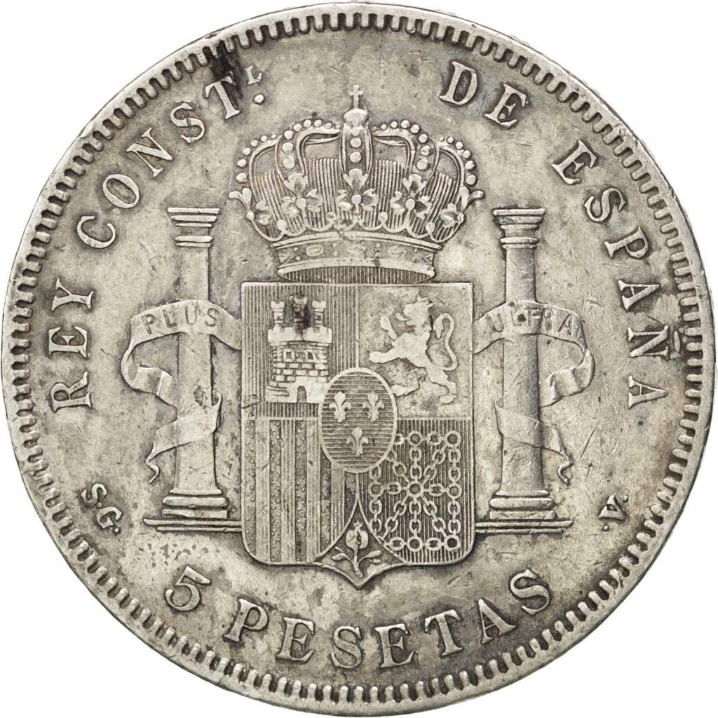 Spain, 5 Pesetas, 1898, KM #707, EF(40-45), Silver, 25.16
