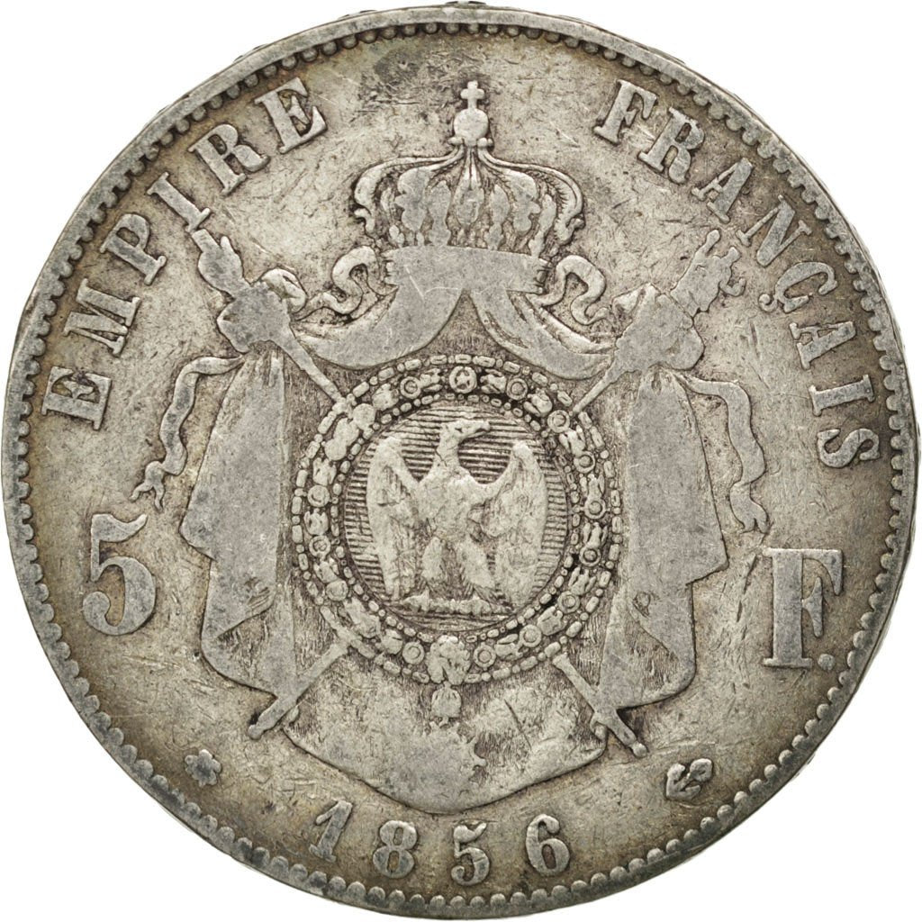 FRANCE, Napoléon III, 5 Francs, 1856, Strasbourg, KM #782.2, VF(20-25), Silver,