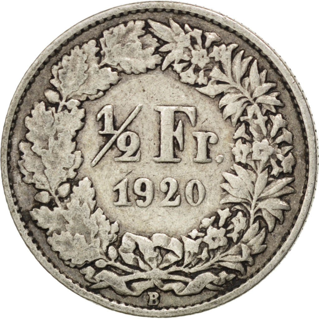 Coin, Switzerland, 1/2 Franc, 1920, Bern, VF(30-35), Silver, KM:23