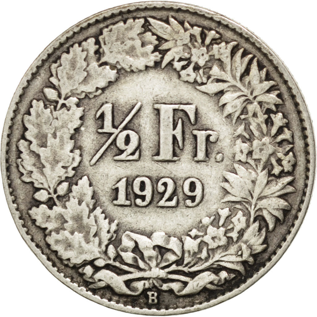 Coin, Switzerland, 1/2 Franc, 1929, Bern, EF(40-45), Silver, KM:23