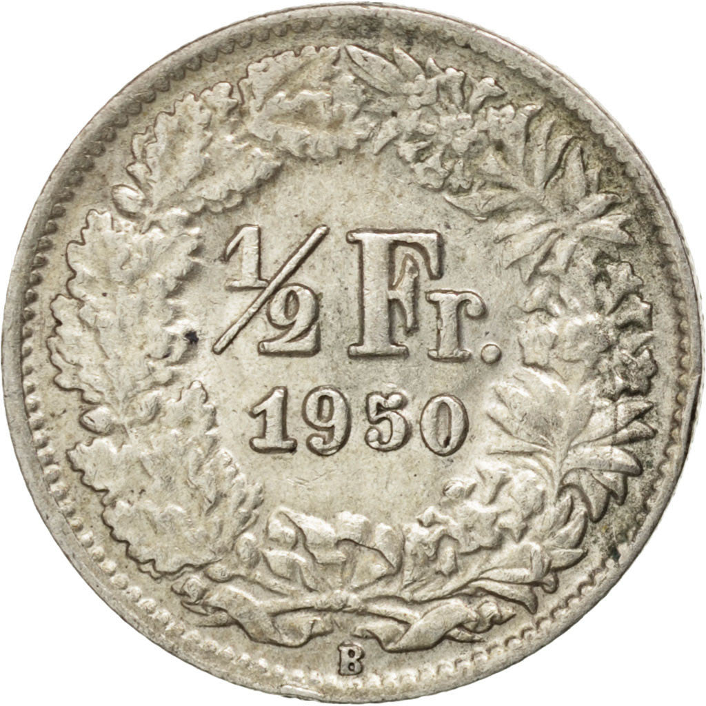 Coin, Switzerland, 1/2 Franc, 1950, Bern, EF(40-45), Silver, KM:23