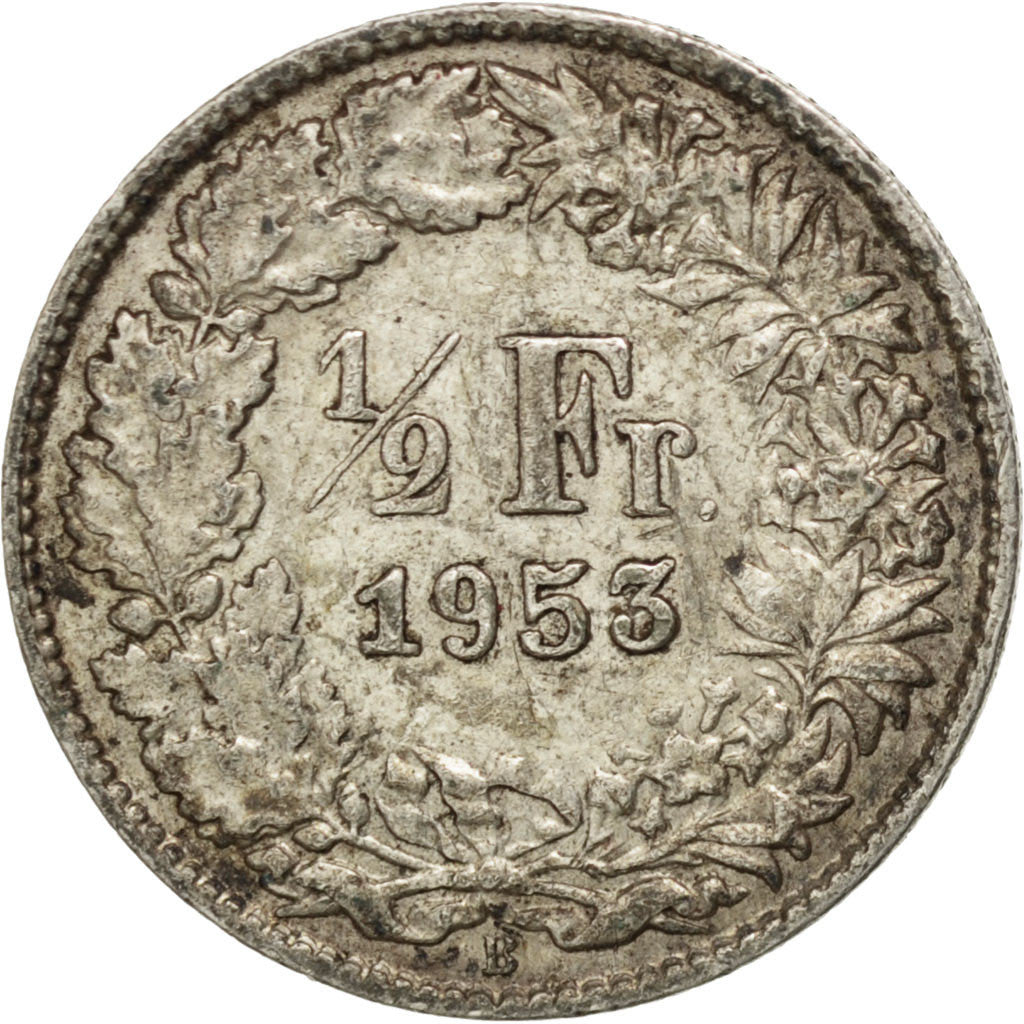 Coin, Switzerland, 1/2 Franc, 1953, Bern, VF(30-35), Silver, KM:23