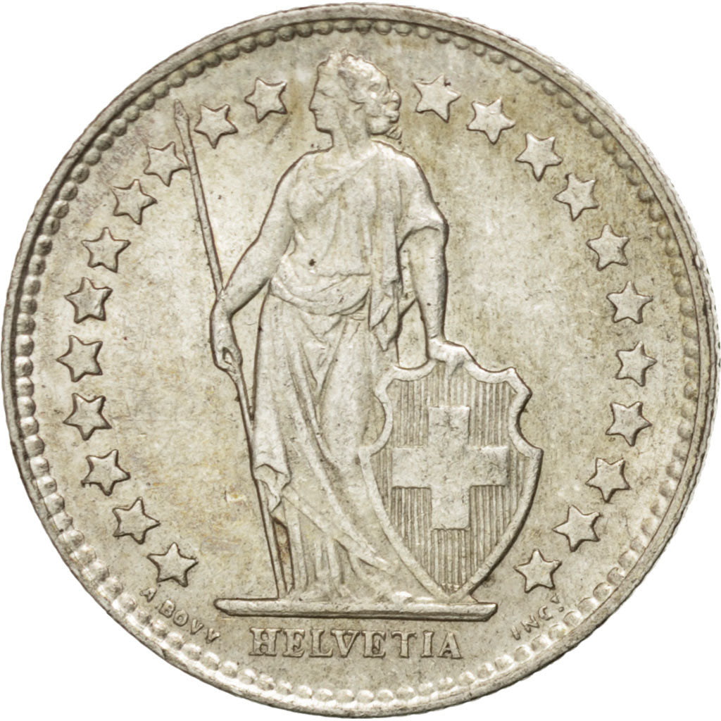 SWITZERLAND, 1/2 Franc, 1955, Bern, KM #23, AU(55-58), Silver, 18.2, 2.49