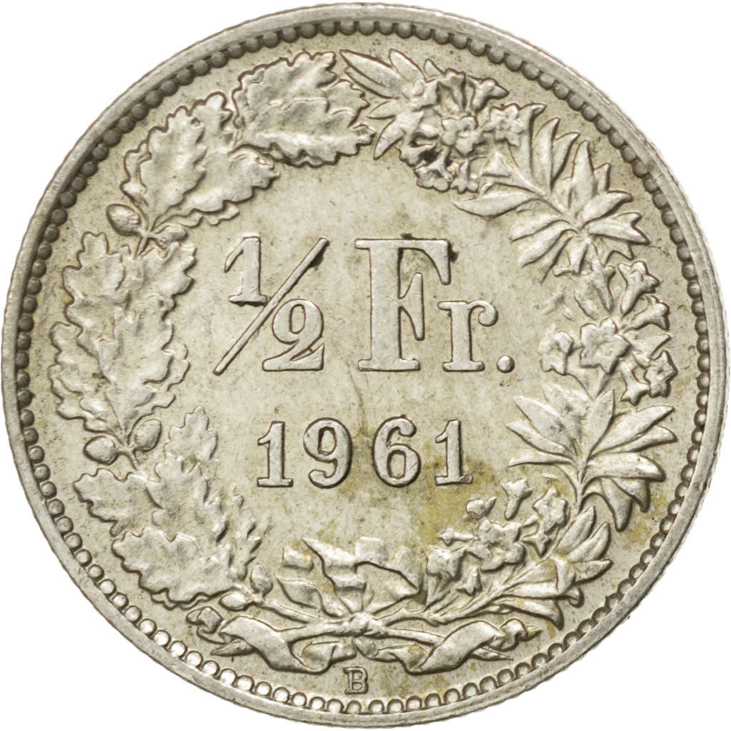 Coin, Switzerland, 1/2 Franc, 1961, Bern, AU(55-58), Silver, KM:23