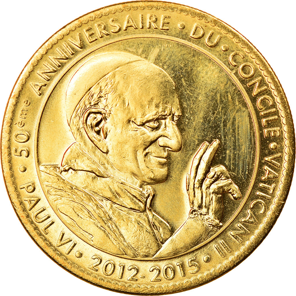 France, Token, Lourdes - n°6 - Jean XXII et Paul VI, 2013, Arthus Bertrand