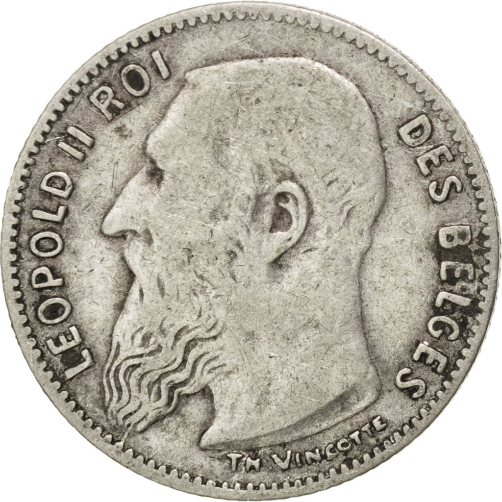 BELGIUM, 50 Centimes, 1907, KM #60.1, VF(20-25), Silver, 2.39