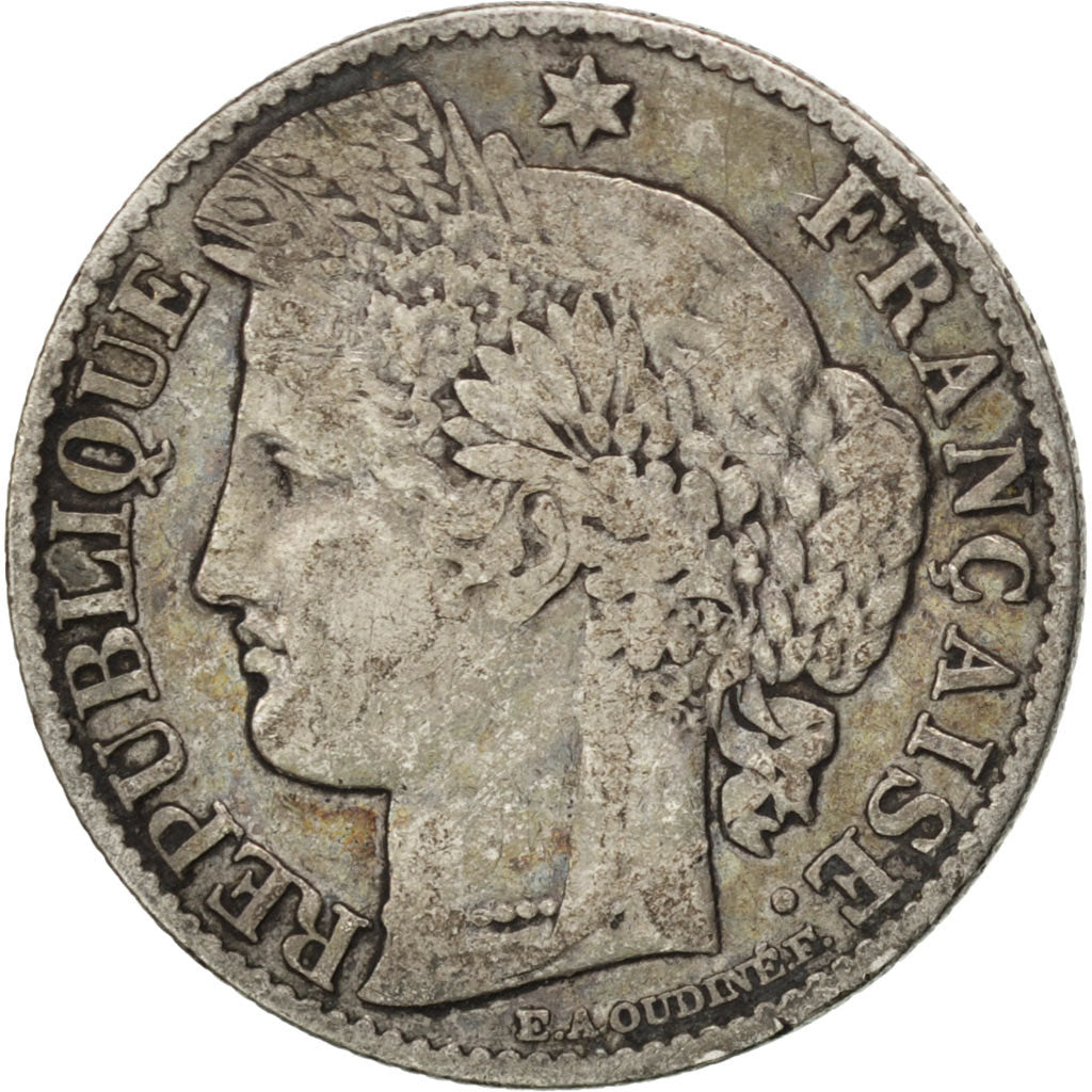 FRANCE, Cérès, 50 Centimes, 1888, Paris, KM #834.1, VF(20-25), Silver, 18, G...