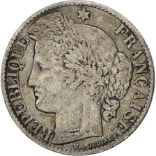 FRANCE, Cérès, 50 Centimes, 1888, Paris, KM #834.1, VF(20-25), Silver, 18, G...