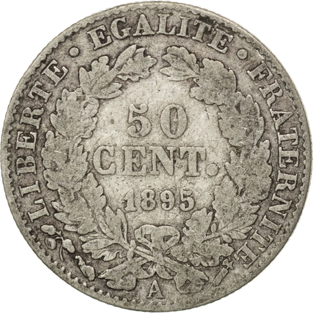 Monnaie, France, Cérès, 50 Centimes, 1895, Paris, TB, Argent, KM:834.1