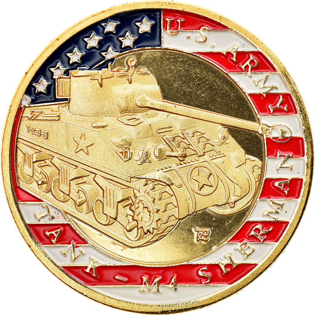 Frankreich, Token, U.S tank - M4 Sherman, VZ, Cupro-nickel Aluminium