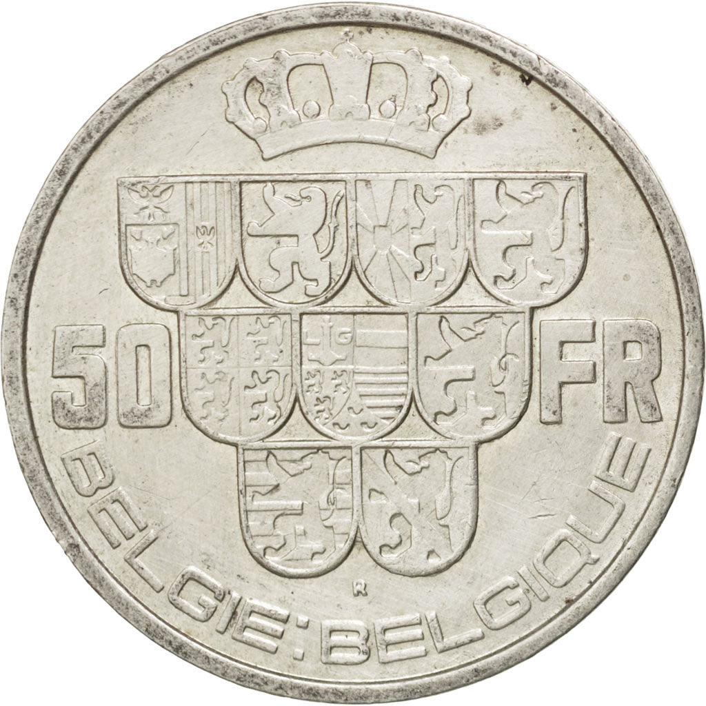 Münze, Belgien, 50 Francs, 50 Frank, 1939, SS+, Silber, KM:122.1