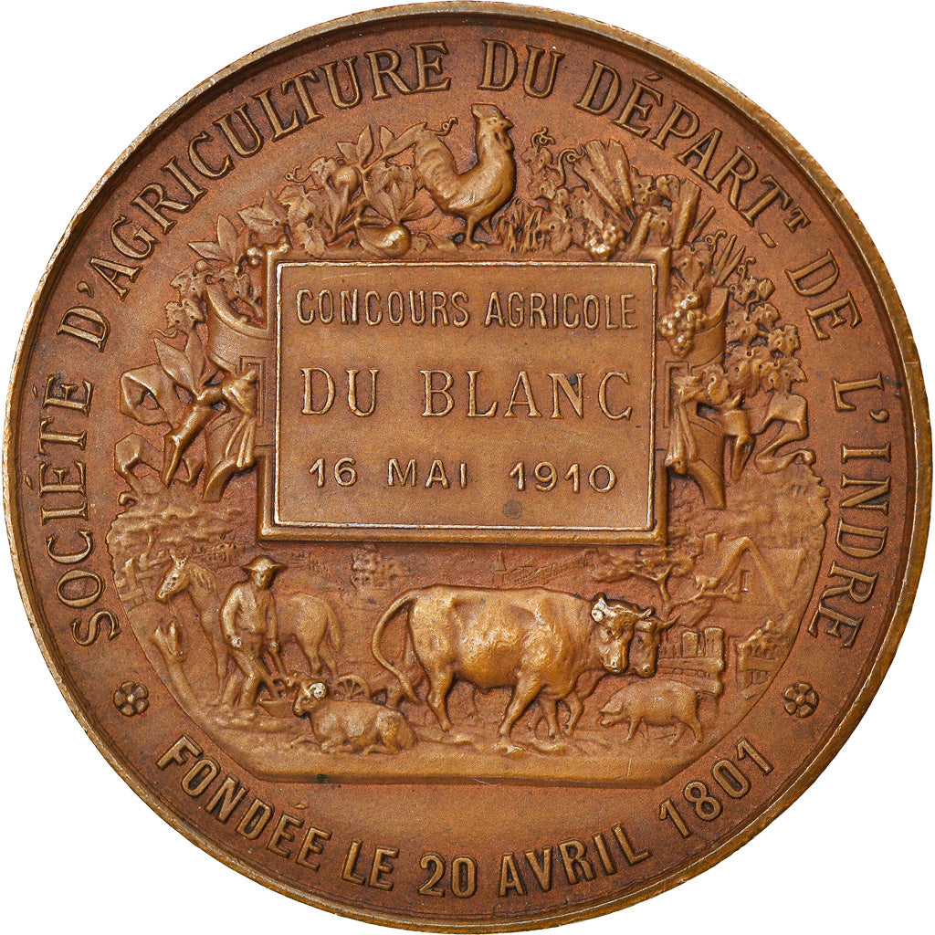 Frankreich, Medaille, Agriculture, Concours du Blanc, Indre, 1910, Blondelet