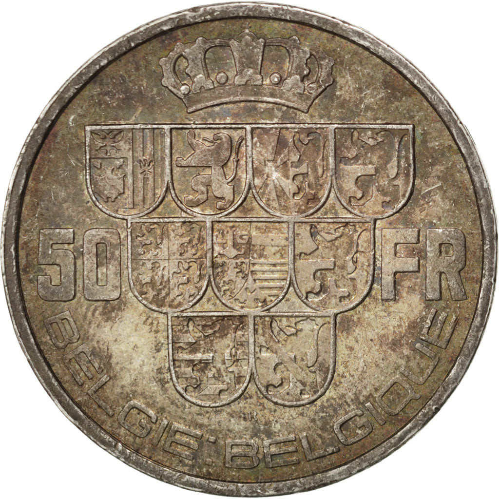 BELGIUM, 50 Francs, 50 Frank, 1940, KM #122.1, EF(40-45), Silver, 33, 19.99