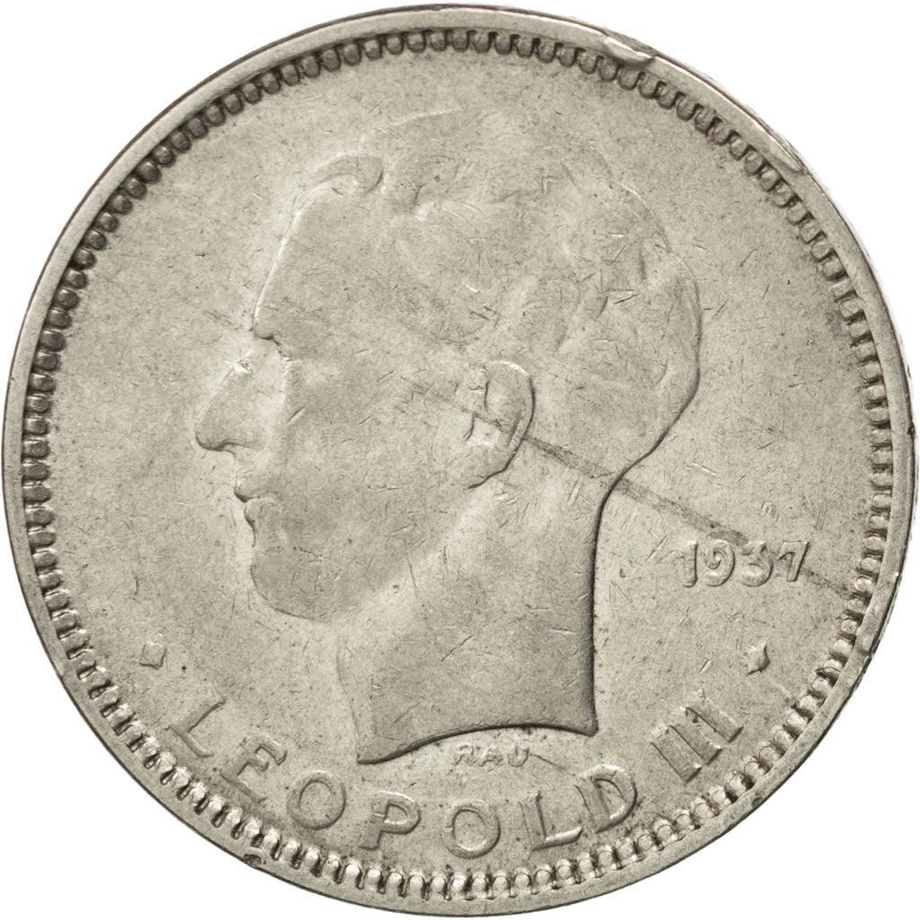 Coin, Belgium, 5 Francs, 5 Frank, 1937, EF(40-45), Nickel, KM:108