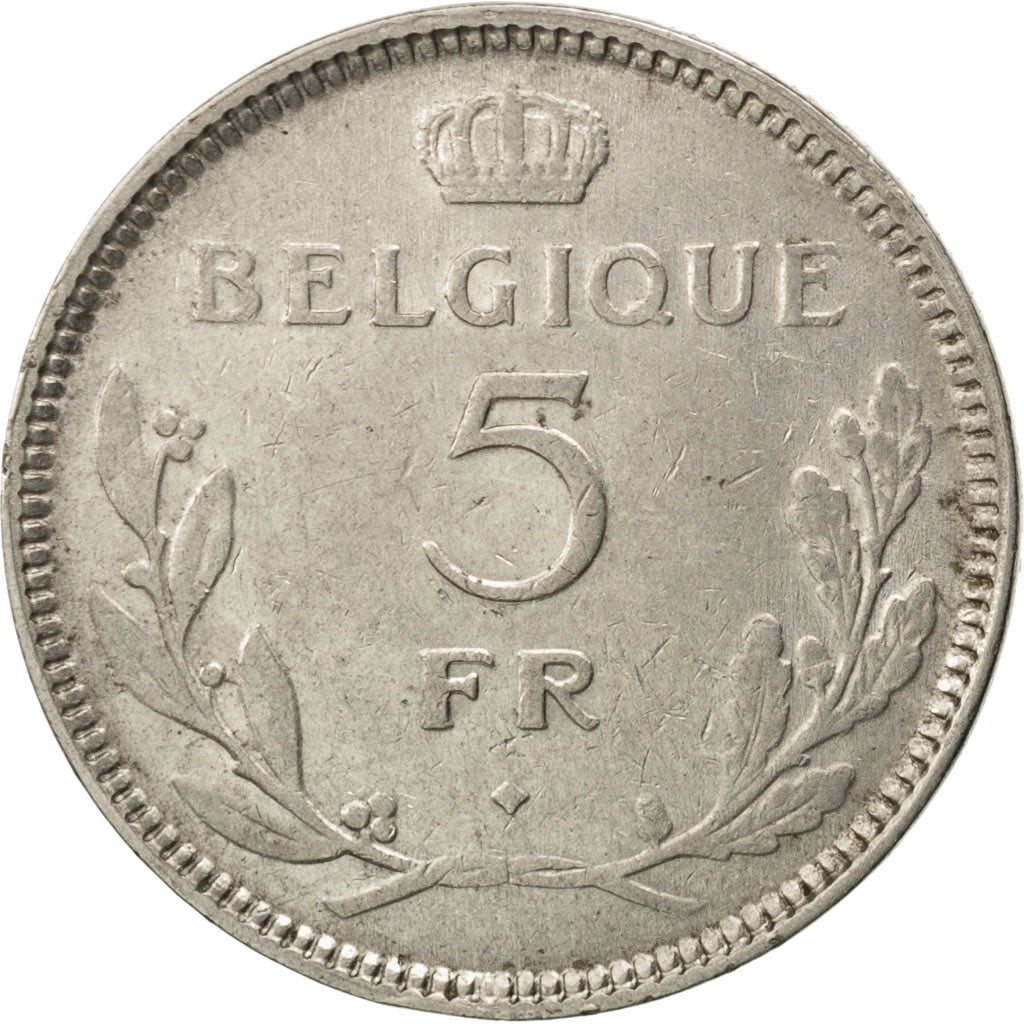 Coin, Belgium, 5 Francs, 5 Frank, 1937, EF(40-45), Nickel, KM:108