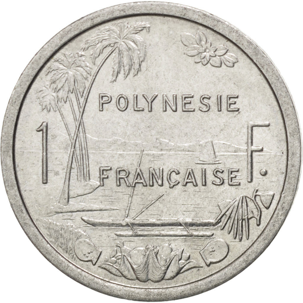 FRENCH POLYNESIA, Franc, 1965, KM #2, AU(55-58), Aluminum, 23, Lecompte #2, 1.29