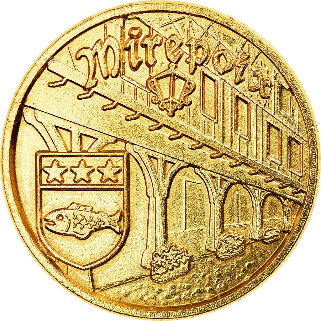 France, Jeton, Mirepoix - Cité médiévale - Les couverts et le blason